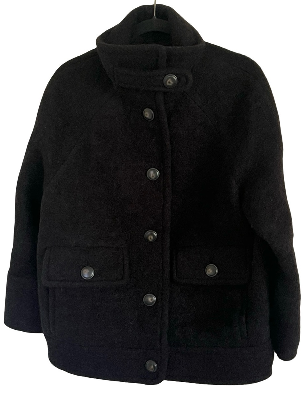 Sezane Leo Black Wool Blend Coat NWT FR 36